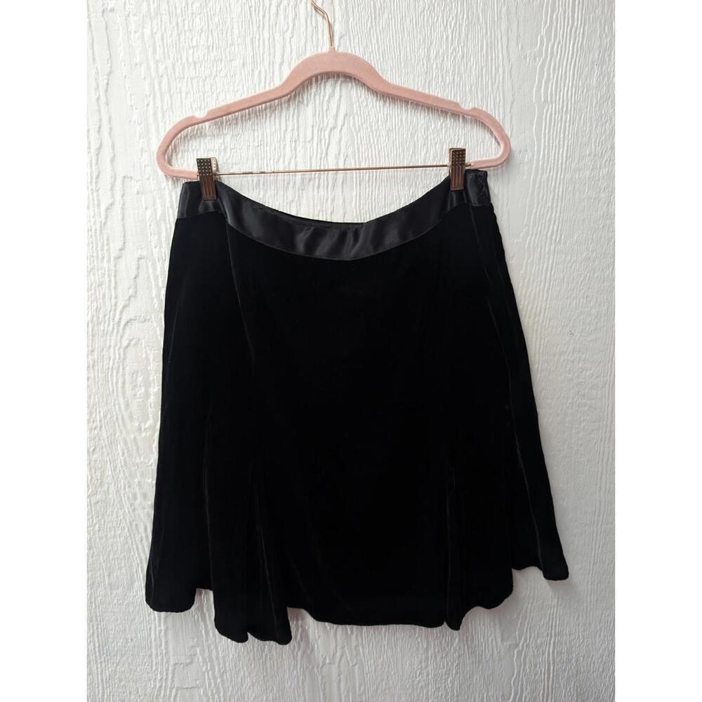 Blugirl By Blumarine Black Velvet With Satin Waist Skirt Holiday Cocktail Party